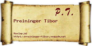 Preininger Tibor névjegykártya